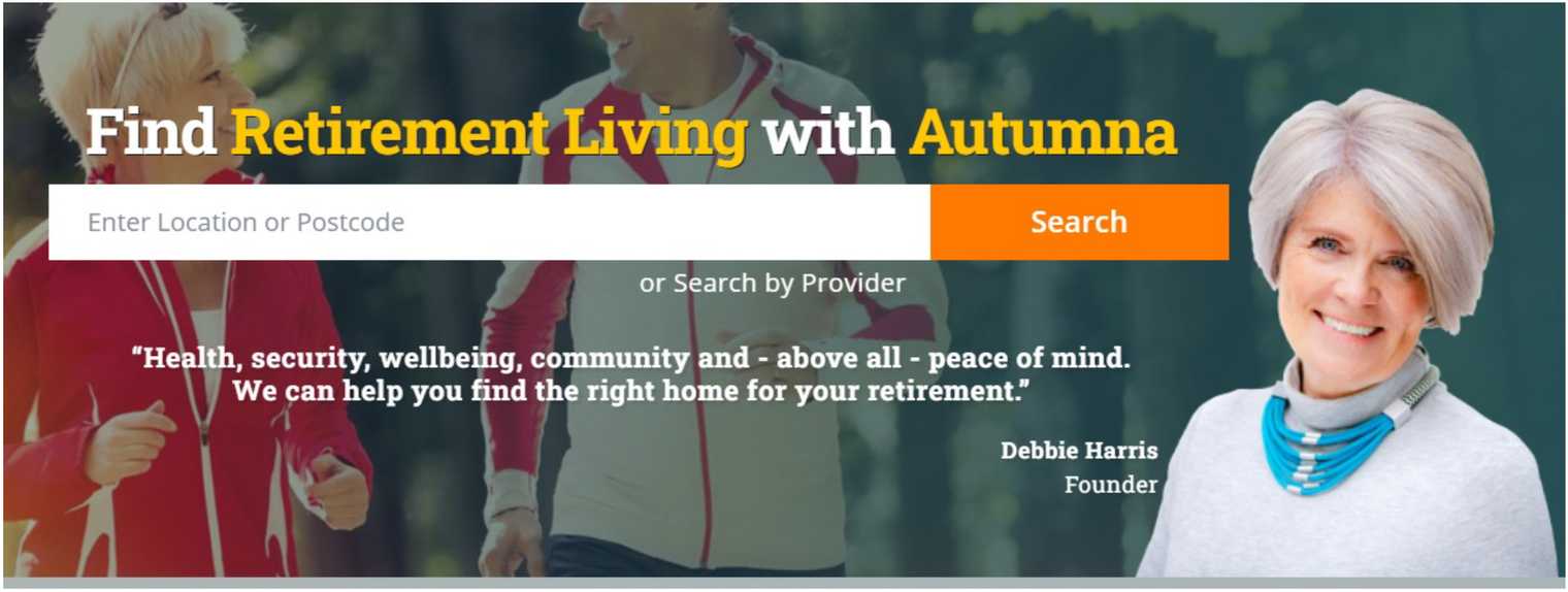 Graphic showing the Retirement Living search bar on Autumna