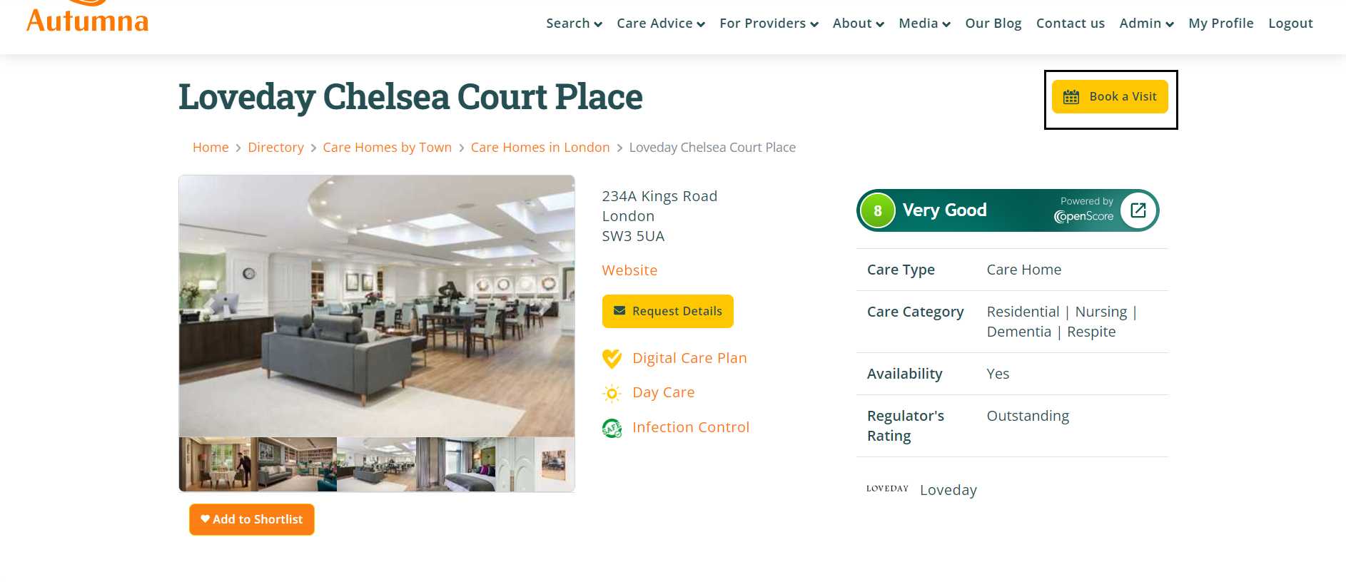 Book a visit on Autumna directory