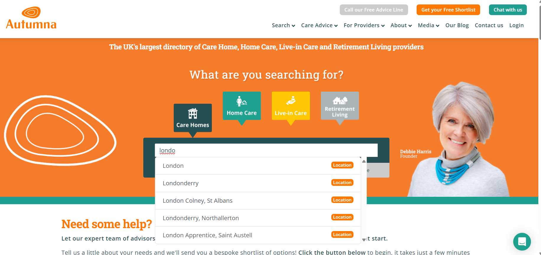 Autumna care homes screenshot