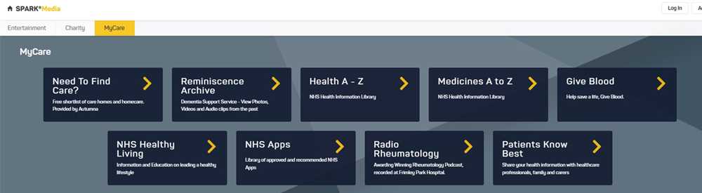 SPARK Media platform MyCare section image which includes link to Autumna