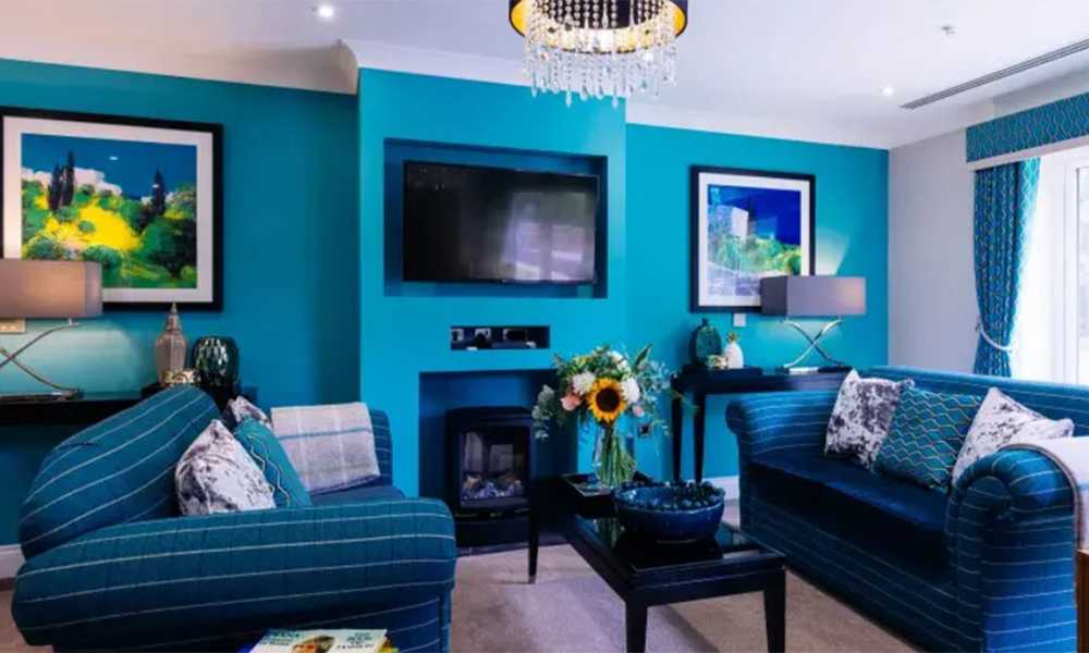 Fountain Care Home bright blue interiors