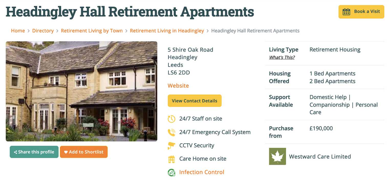 Headingley Hall Retirement Apartments are displaying the S.A.F.E. infection control badge on Autumna