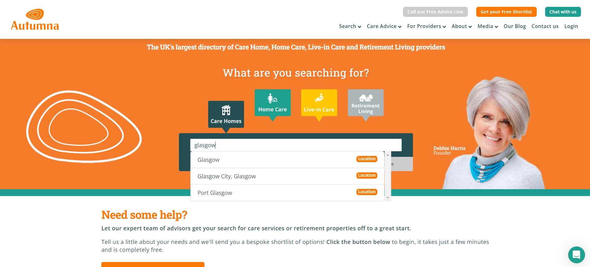 Screenshot of Autumna directory searching for Scotland
