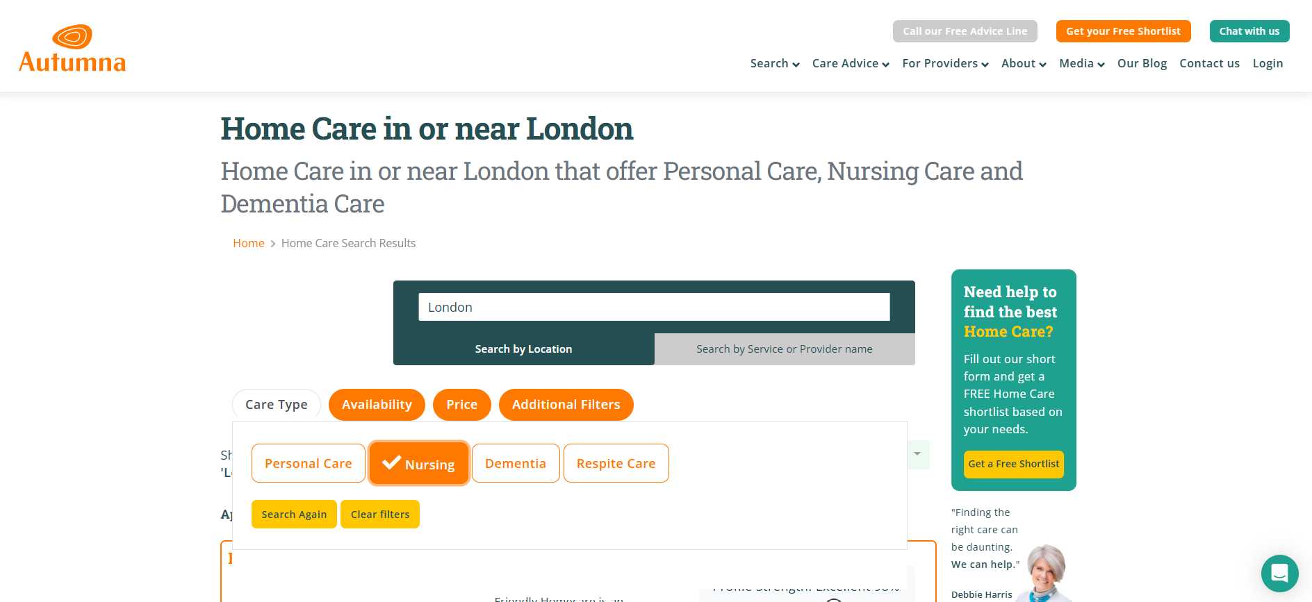 Private nursing care at home searches