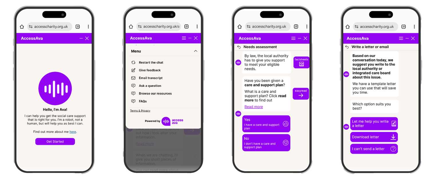 AccessAva chat examples on mobile device
