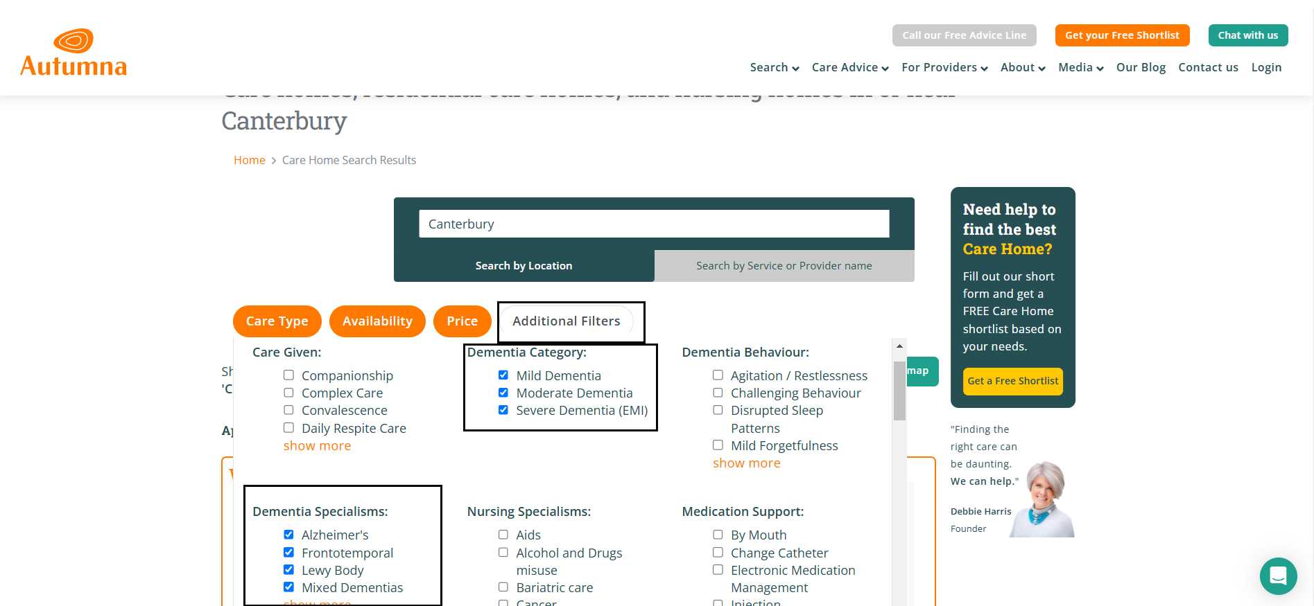 Autumna search directory filters
