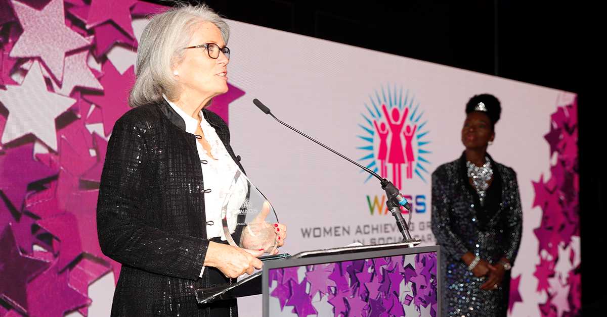 Debbie Harris announcing winner at WAGS