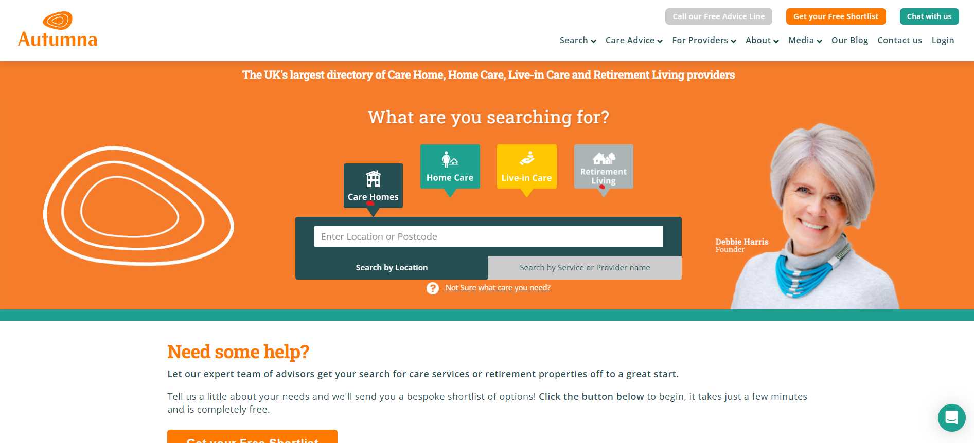 Retirement and nursing homes screenshot