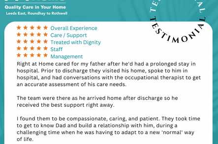 Right at Home – Leeds East, Roundhay to Rothwell Home Care Leeds  - 1